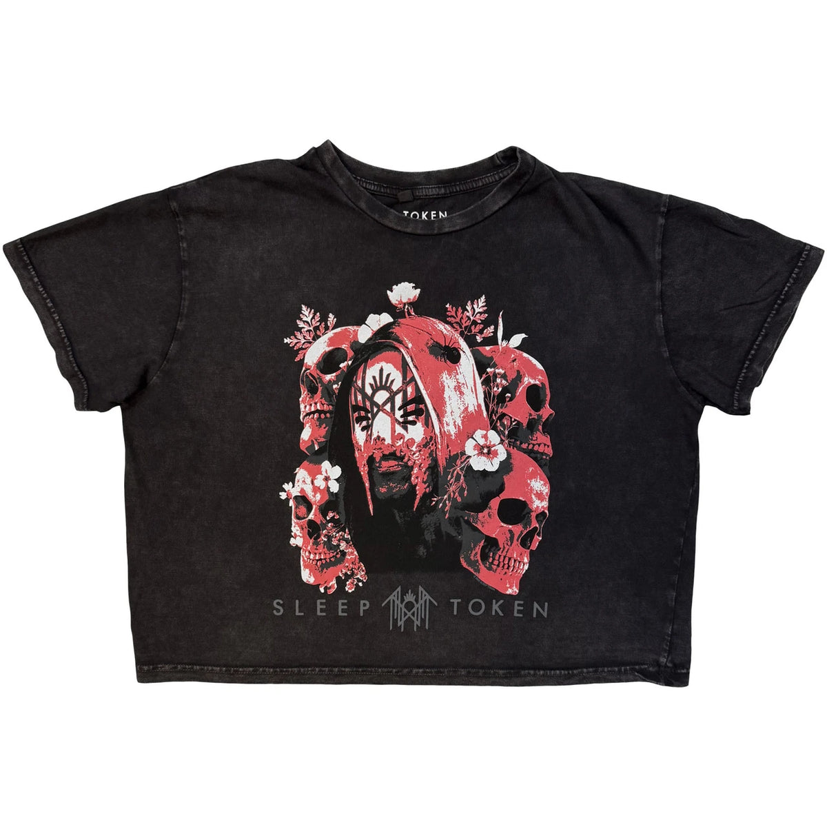 SLEEP TOKEN Attractive Crop Top, Skull &amp; Flowers