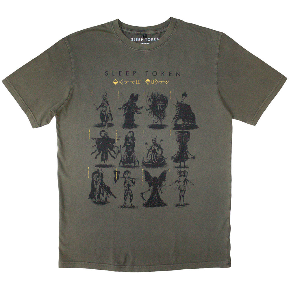 SLEEP TOKEN Stone Wash T-Shirt, Grid