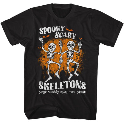 SPOOKY SCARY SKELETONS Eye-Catching T-Shirt, BATS AND GRAVES