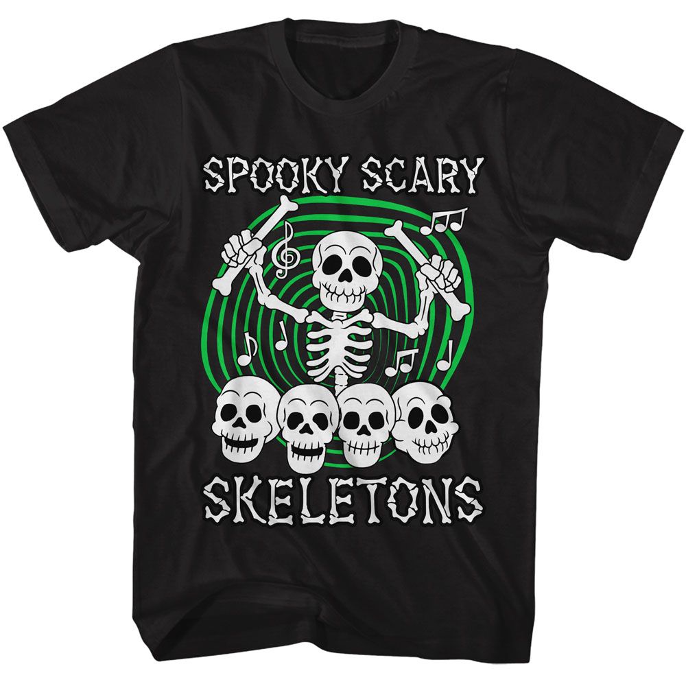 SPOOKY SCARY SKELETONS Eye-Catching T-Shirt, SKULL DRUMMER