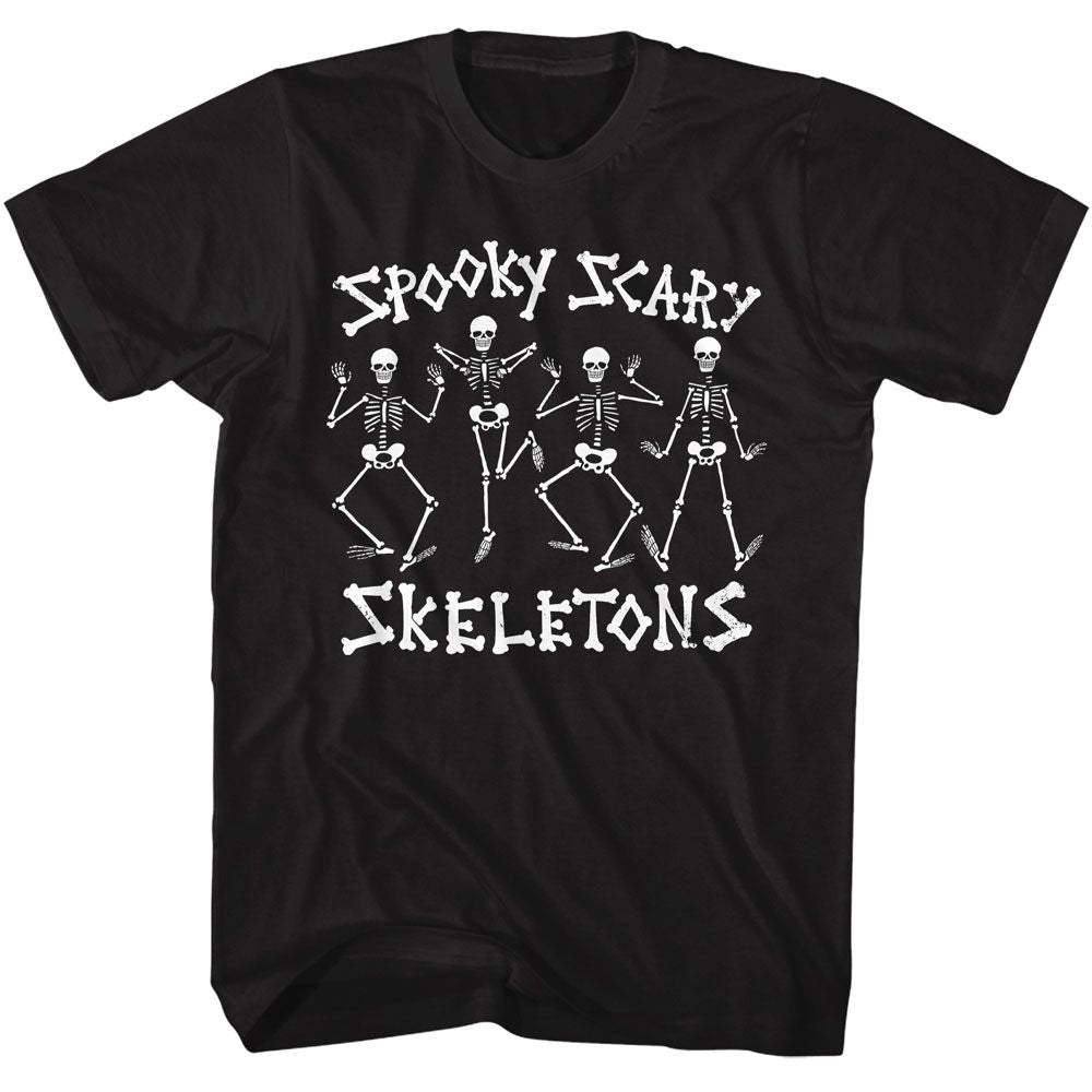 SPOOKY SCARY SKELETONS Eye-Catching T-Shirt, DANCING SKELETONS