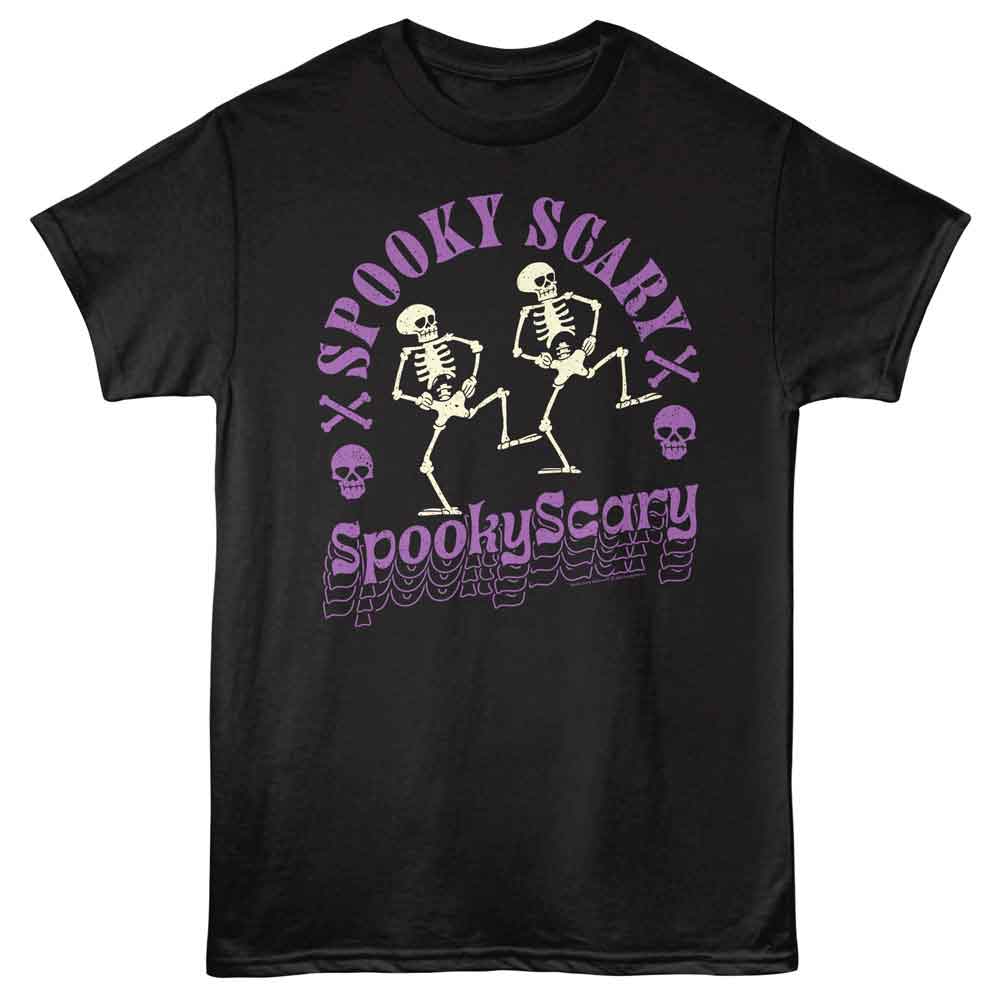 SPOOKY SCARY SKELETONS Eye-Catching T-Shirt, PURPLE DANCE