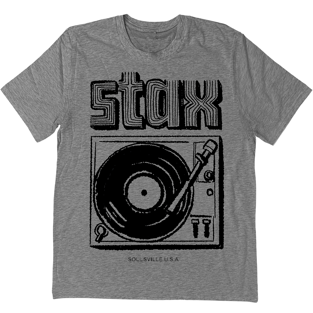 Stax Records Record Player T-Shirt In Heather Grey