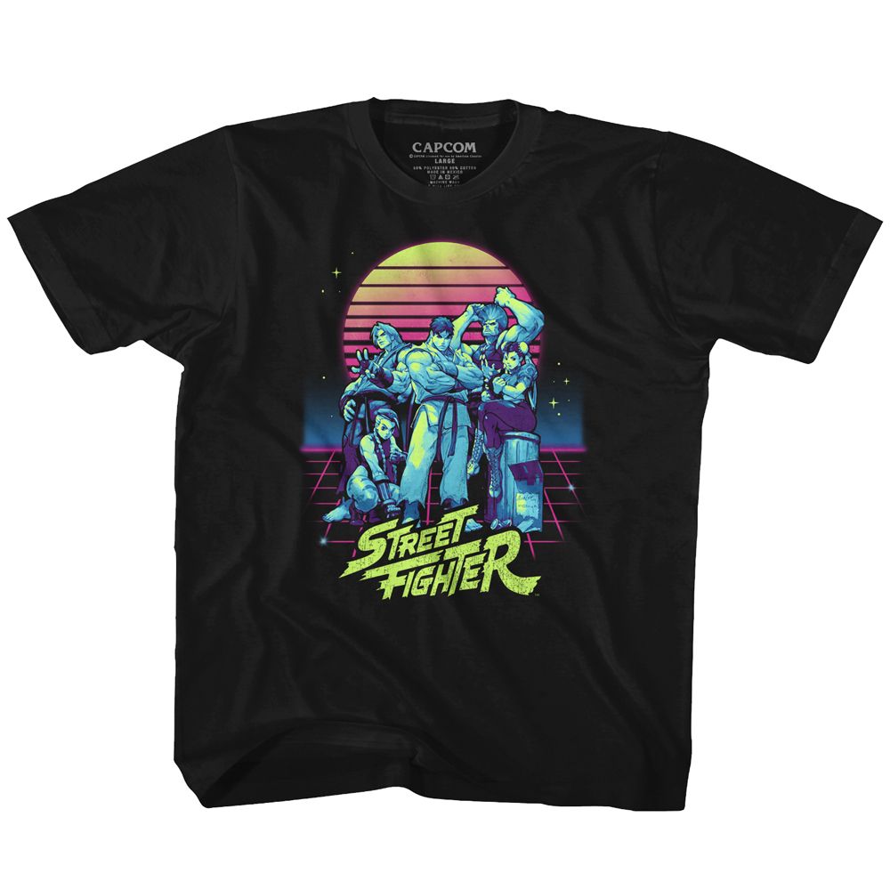 STREET FIGHTER Eye-Catching T-Shirt, SYNTHWAVE FIGHTER