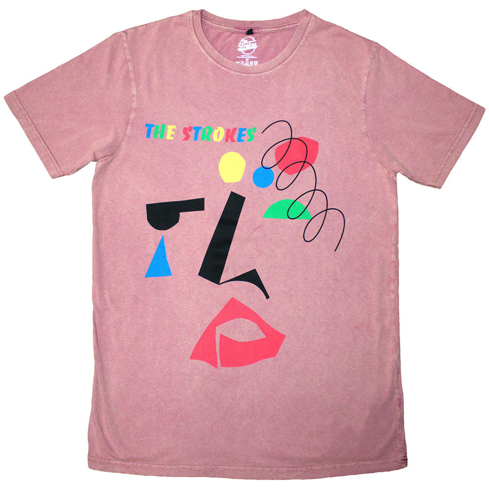 THE STROKES Stone Wash T-Shirt, Abstract Face