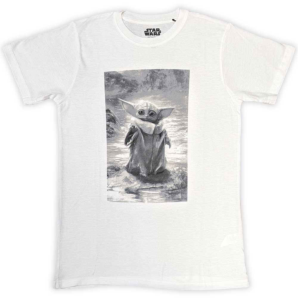 STAR WARS Attractive T-shirt, The Mandalorian Grogu B&w
