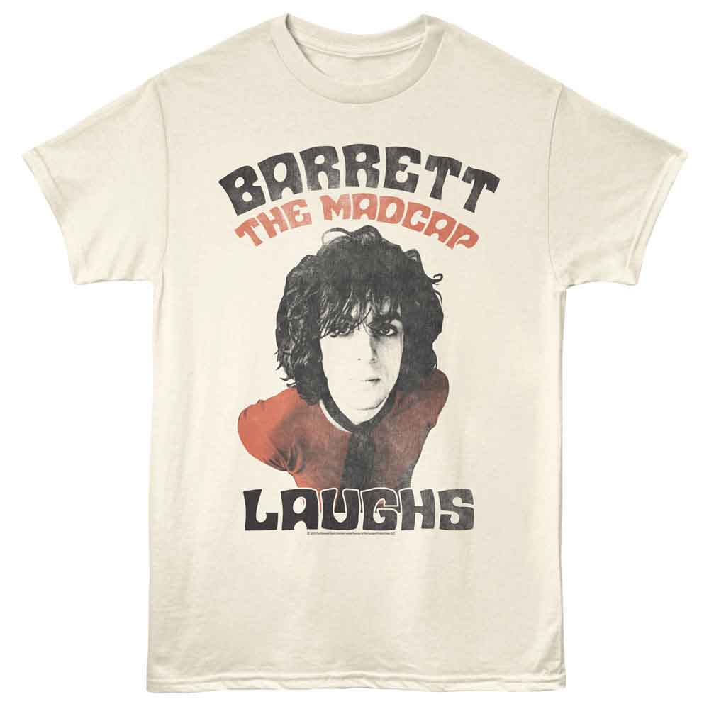 Beige t-shirt with graphic of a person and text &