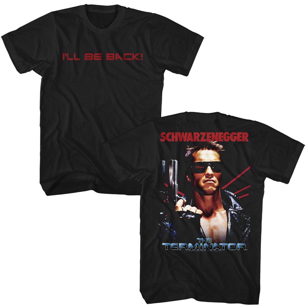 TERMINATOR Eye-Catching T-Shirt, ILL BE BACK FRONT AND BACK