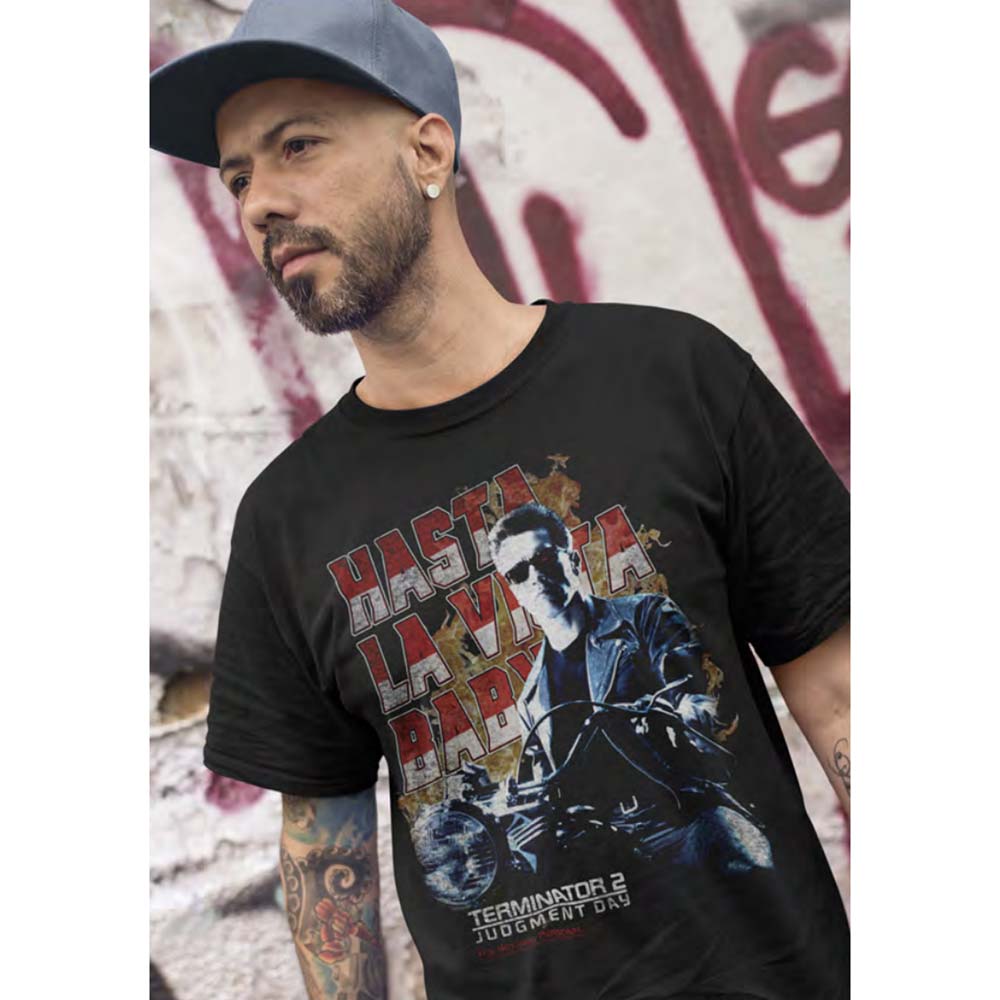 TERMINATOR Famous T-Shirt, HASTA LA VISTA MOTORCYCLE