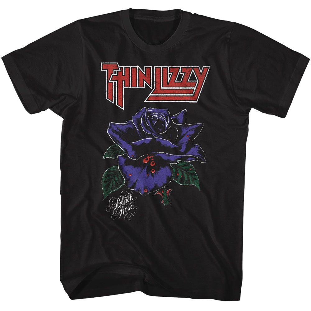 THIN LIZZY Eye-Catching T-Shirt, Black Rose