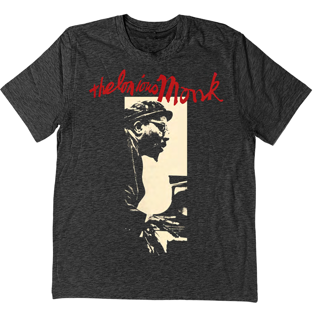 Thelonious Monk Standing At The Piano T-Shirt In Charcoal Grey