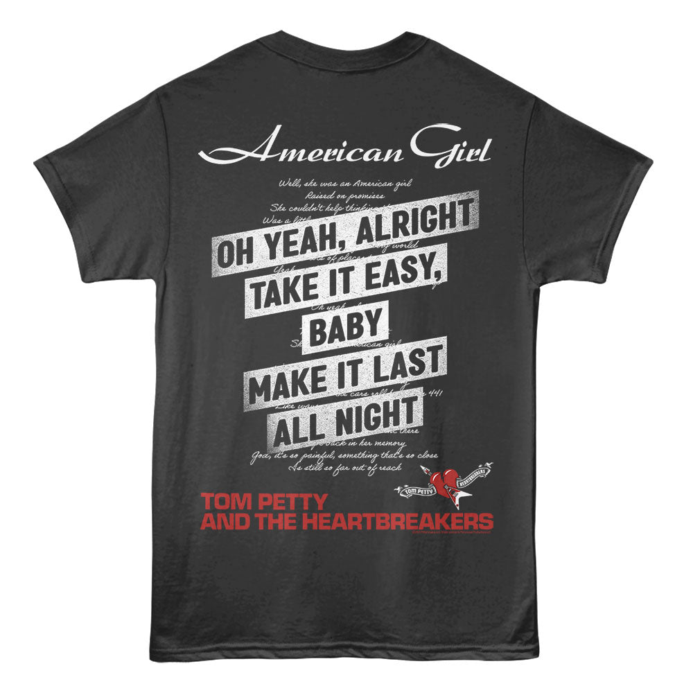 TOM PETTY &amp; THE HEARTBREAKERS Eye-Catching T-Shirt, AMERICAN GIRL
