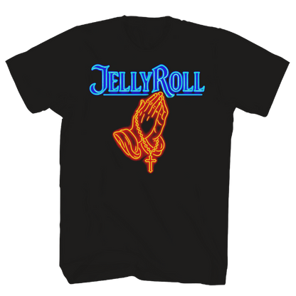 JELLY ROLL T-Shirt, NEON PRAYING HANDS