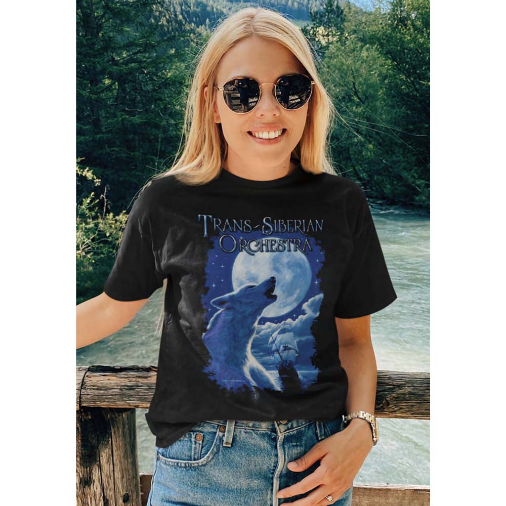 TRANS SIBERIAN ORCHESTRA Eye-Catching T-Shirt, Night Ocean Wolf