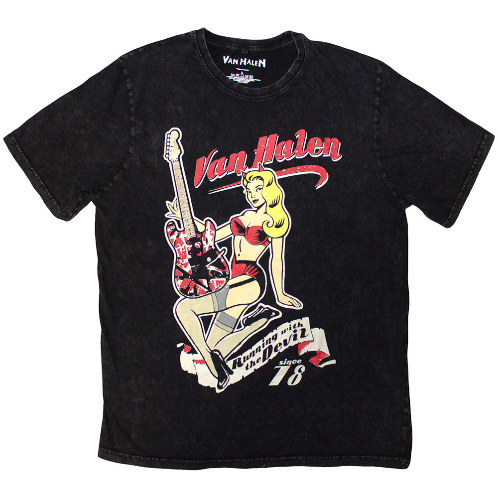 VAN HALEN Stone Wash T-Shirt, Running With The Devil