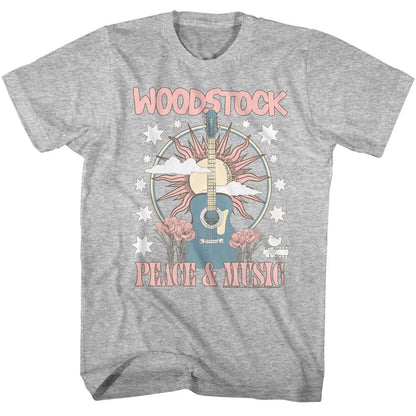 WOODSTOCK Eye-Catching T-Shirt, Guitar and Sun