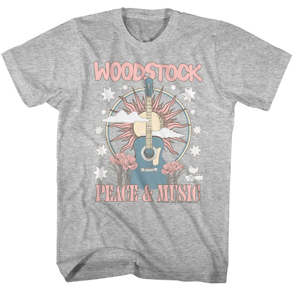 WOODSTOCK Eye-Catching T-Shirt, Guitar and Sun