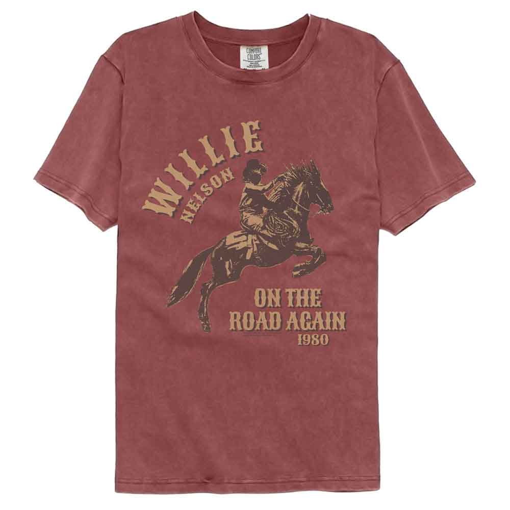 WILLIE NELSON Garment Dye T-Shirt, ON THE ROAD AGAIN