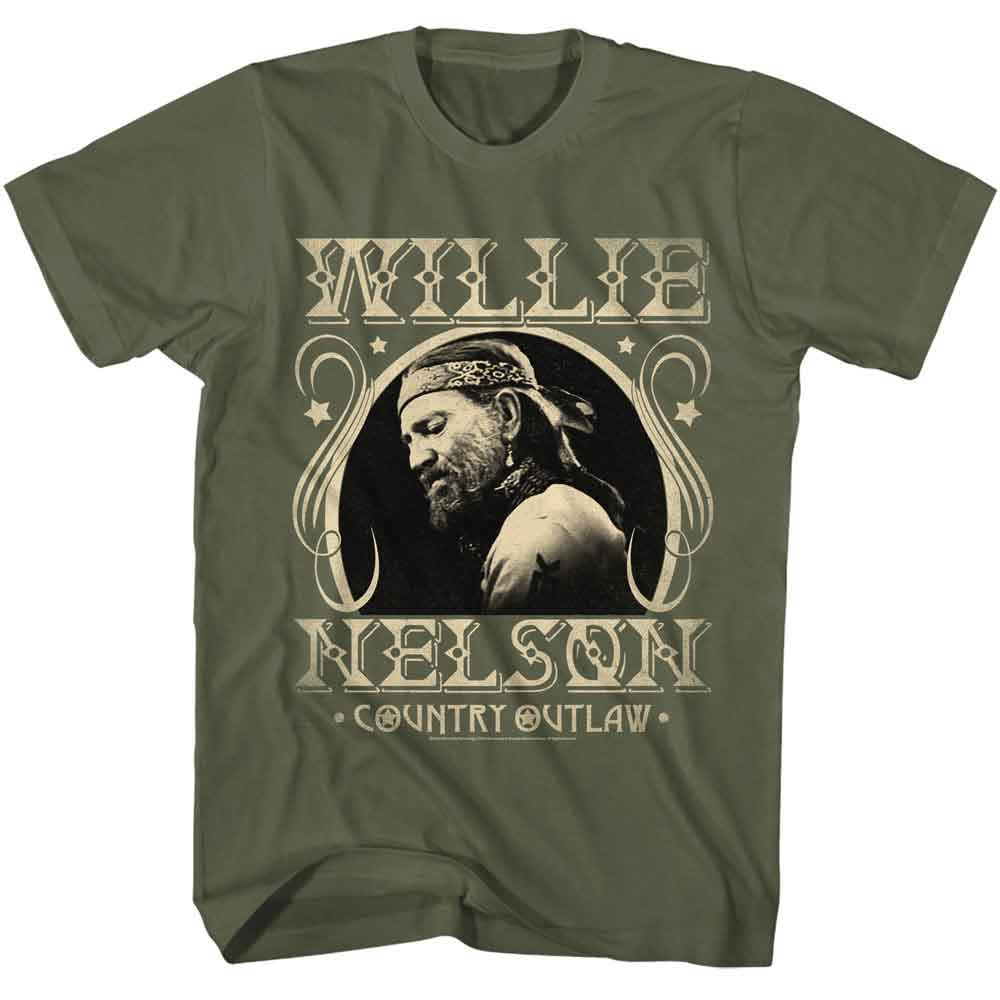 WILLIE NELSON Eye-Catching T-Shirt, COUNTRY OUTLAW