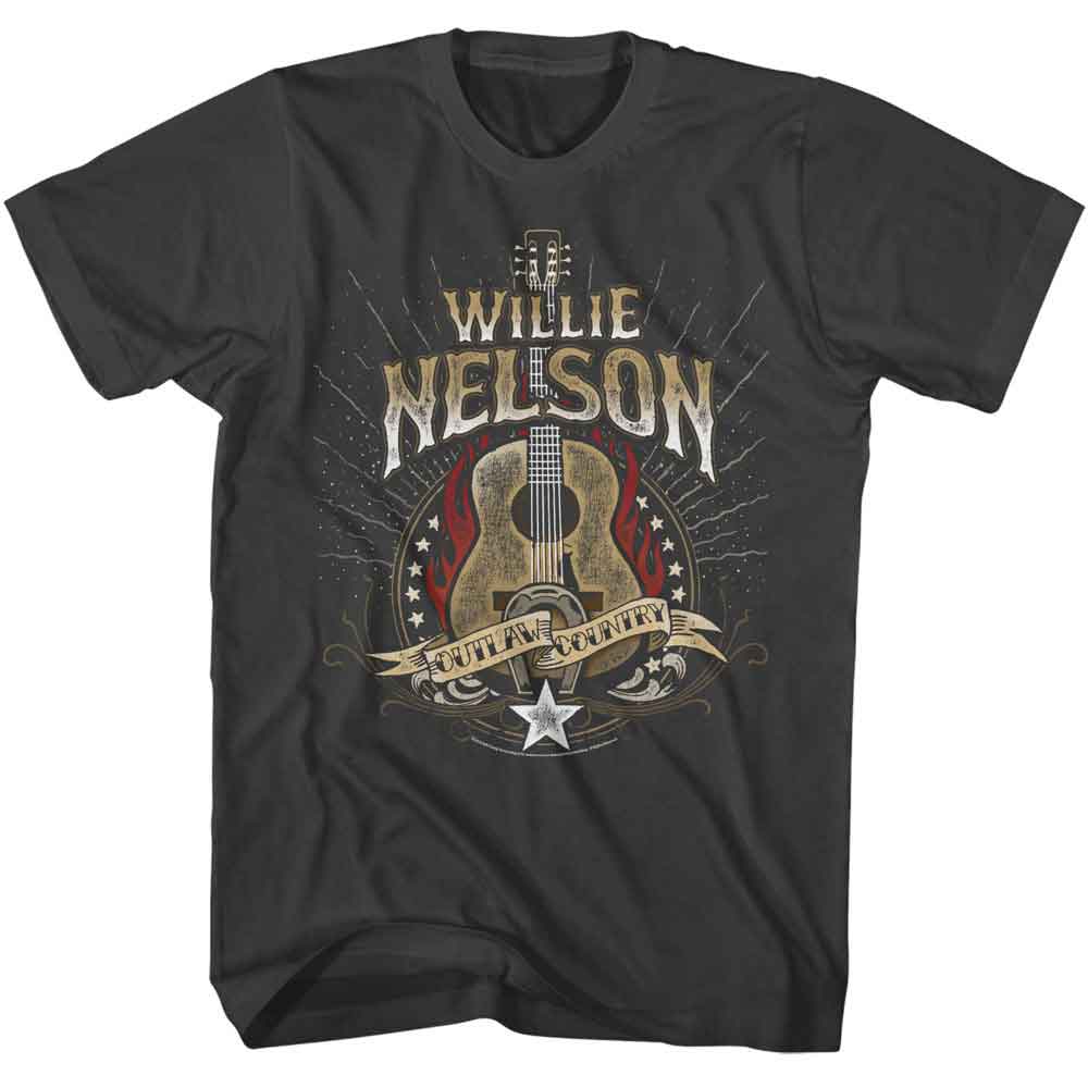 WILLIE NELSON Eye-Catching T-Shirt, OUTLAW GUITAR