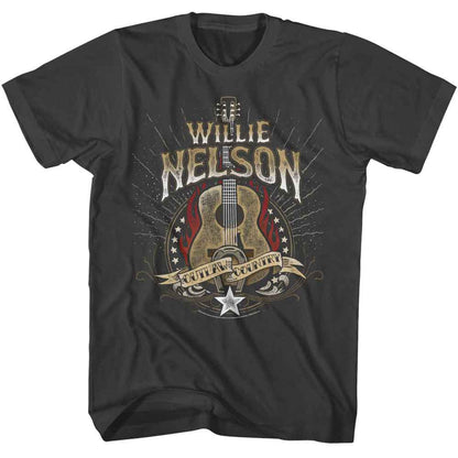 WILLIE NELSON Eye-Catching T-Shirt, OUTLAW GUITAR