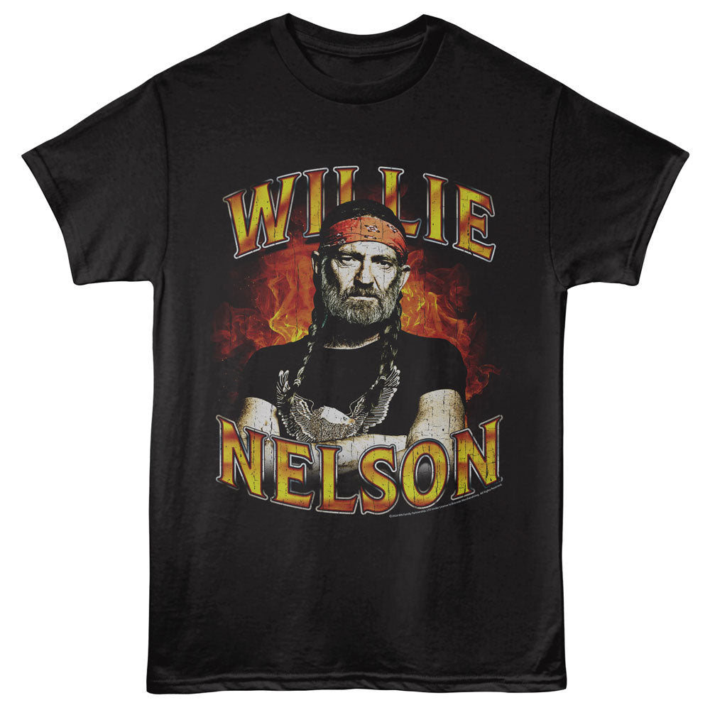WILLIE NELSON Eye-Catching T-Shirt, FLAMES