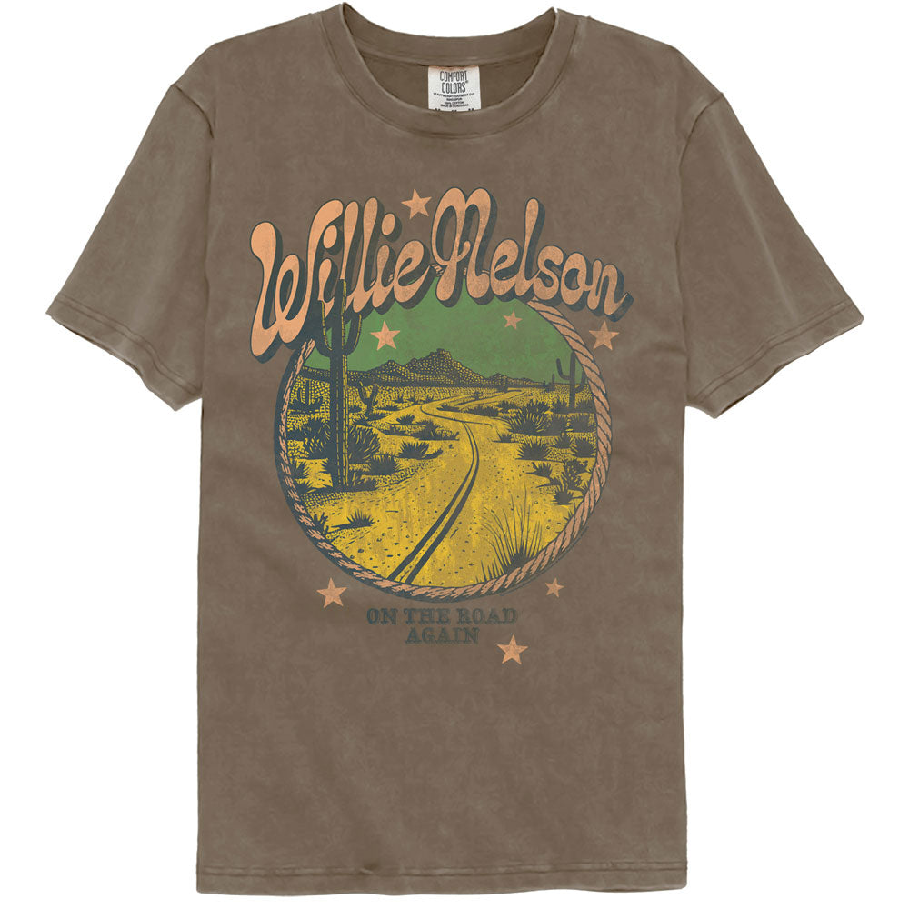 WILLIE NELSON Garment Dye T-Shirt, ON THE ROAD