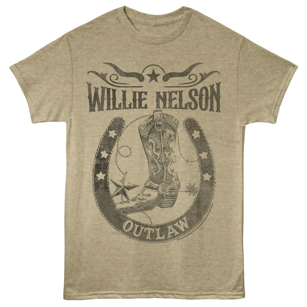 WILLIE NELSON Eye-Catching T-Shirt, OUTLAW HORSESHOE
