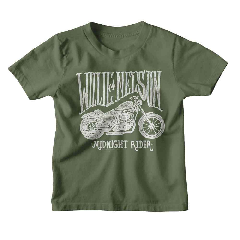 WILLIE NELSON Kids T-Shirt, MOTORCYCLE MIDNIGHT RIDER