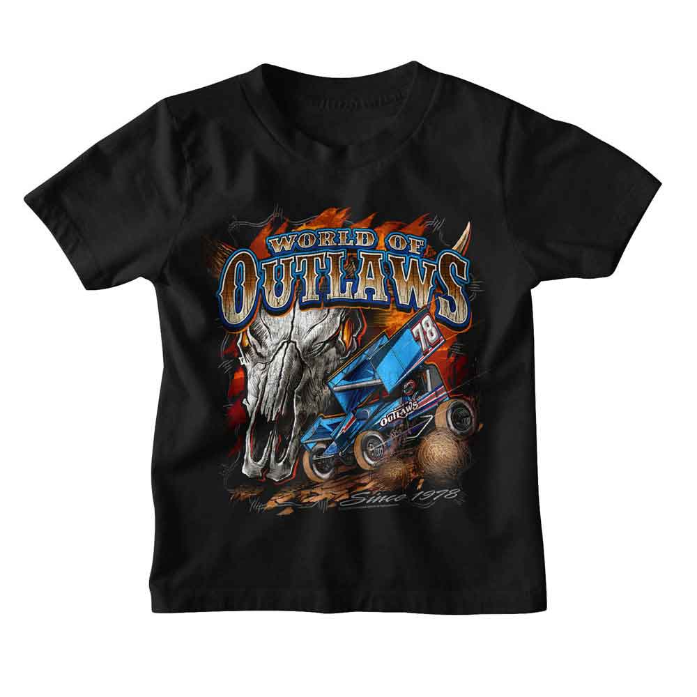 WORLD OF OUTLAWS Kids T-Shirt, SKULL 1978