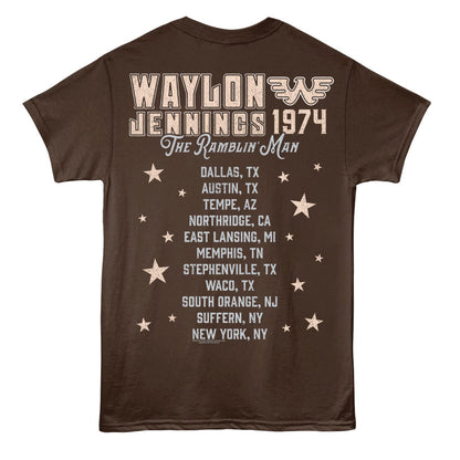 WAYLON JENNINGS Eye-Catching T-Shirt, TOUR 1974