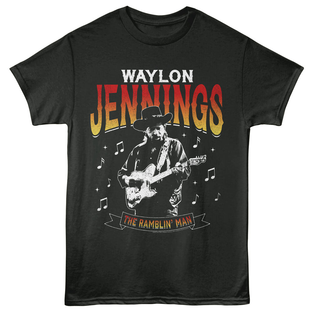 WAYLON JENNINGS Eye-Catching T-Shirt, MUSIC NOTES