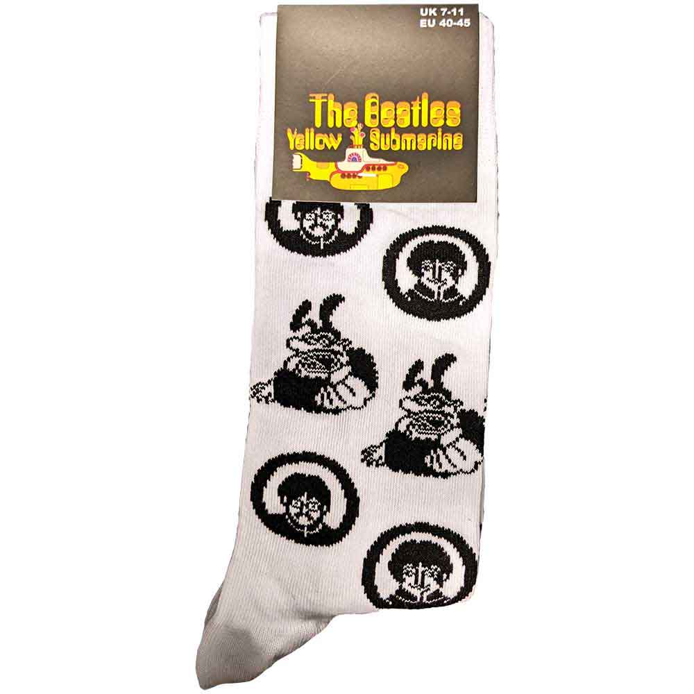 THE BEATLES Unisex Ankle Socks, Band &amp; Meanies Monochrome