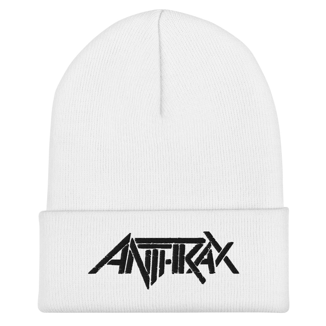 Anthrax - Black on White Cuffed HD Embroidered Beanie