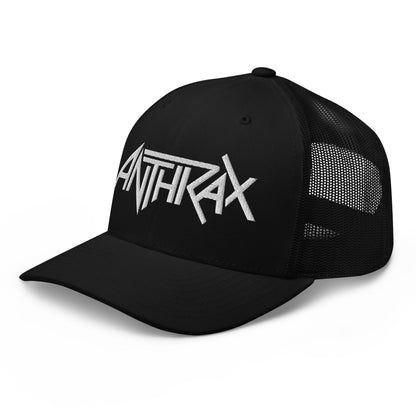 Anthrax - White on Black Trucker HD Embroidered Hat