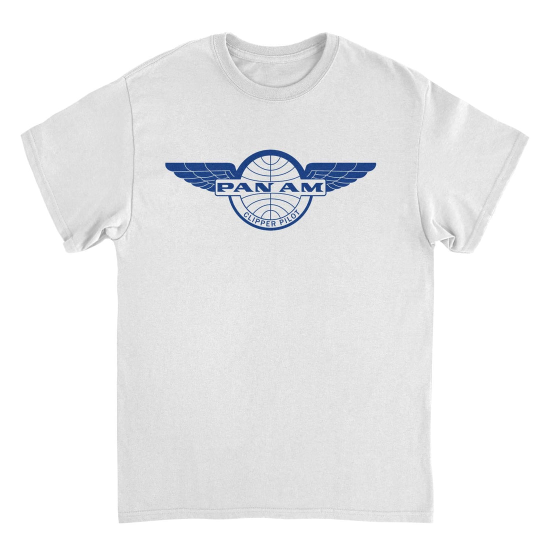 Pan Am Clipper Pilot Blue Print White T-Shirt