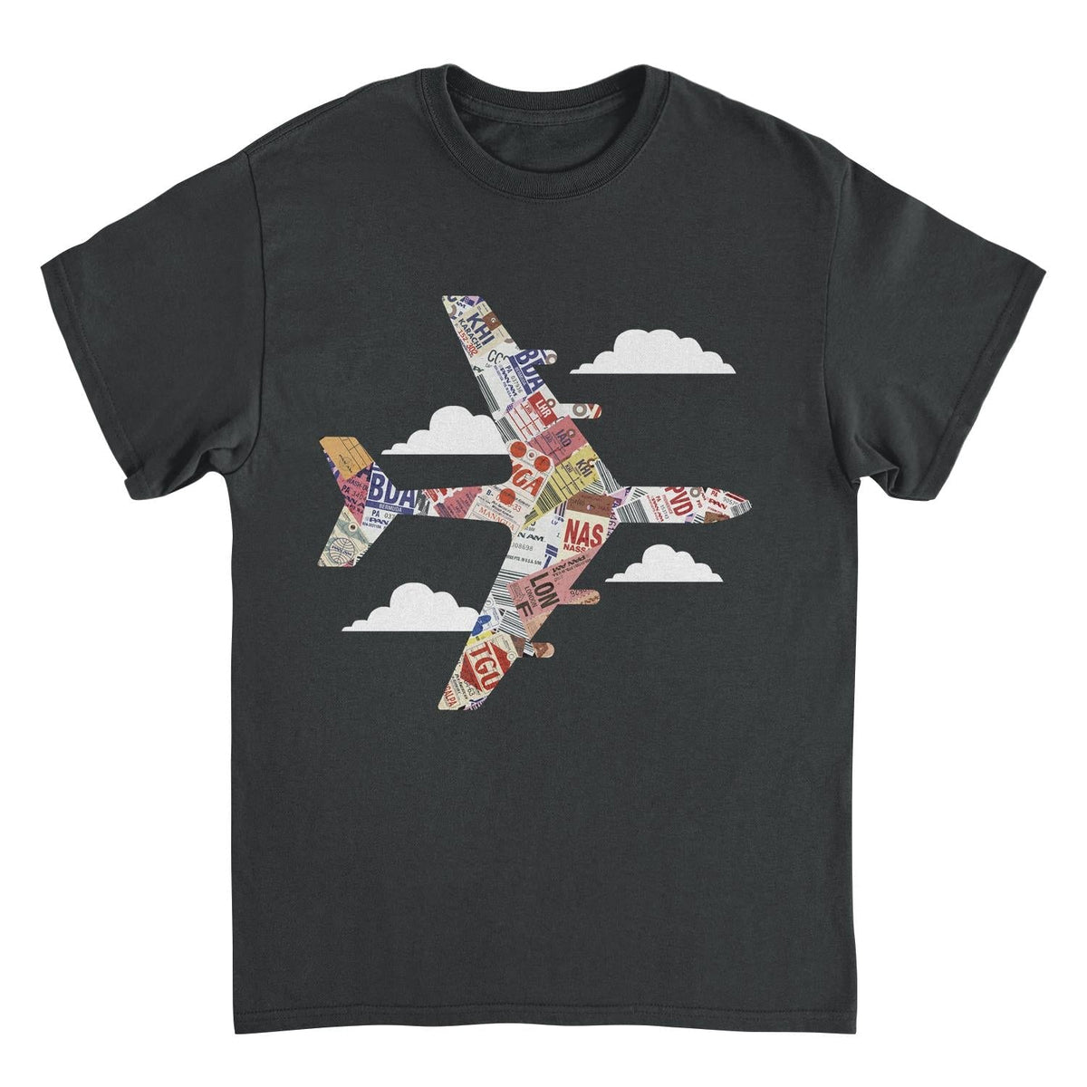 Pan Am Plane Baggage Tags Black T-Shirt