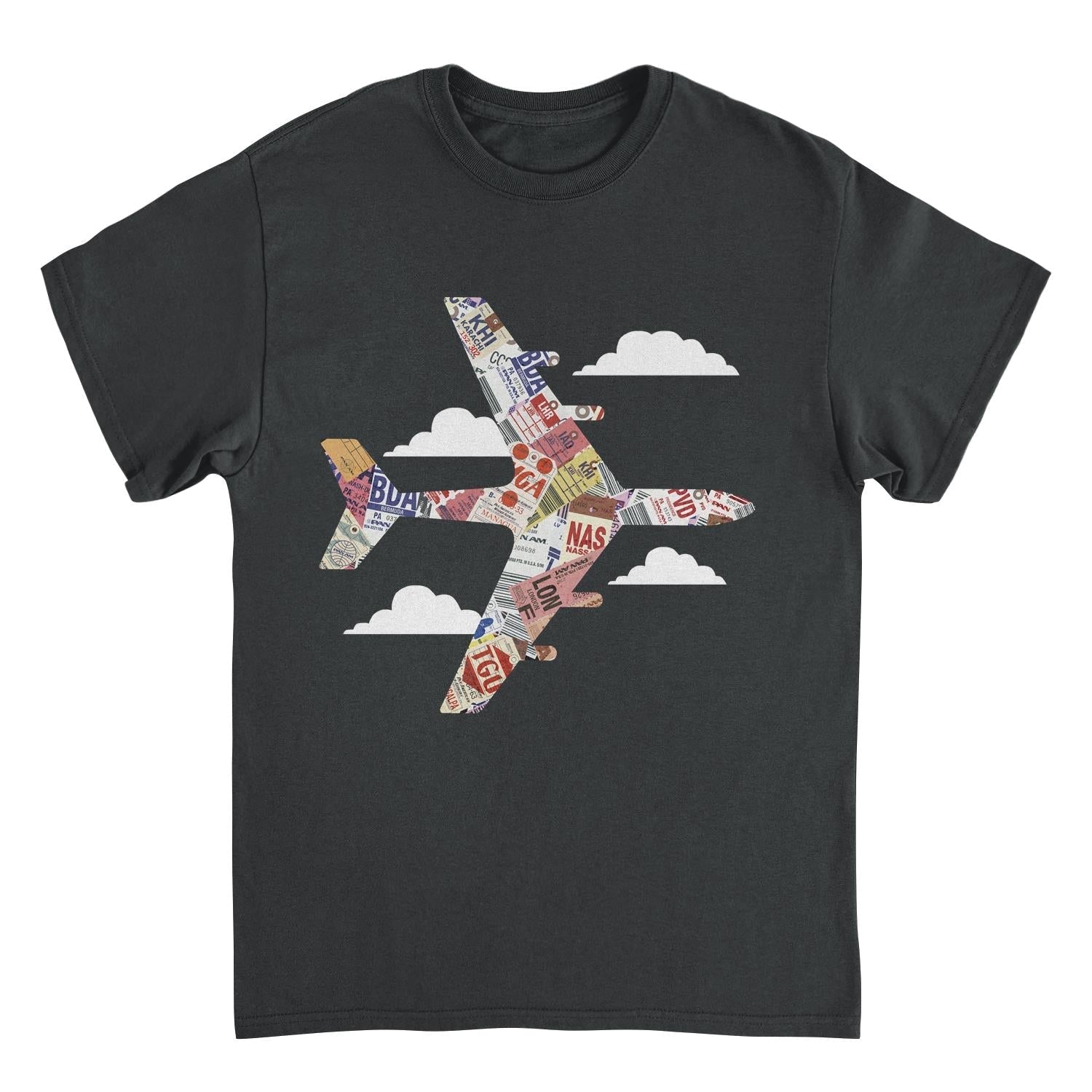 Pan Am Plane Baggage Tags Black T-Shirt