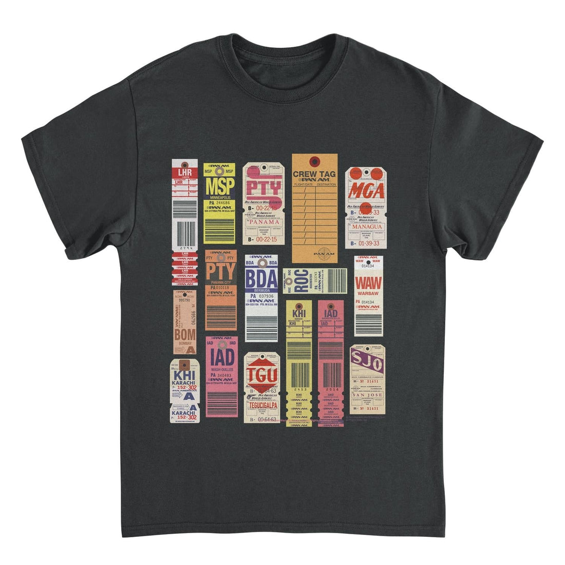 Pan Am Vintage Luggage Tags Black T-Shirt