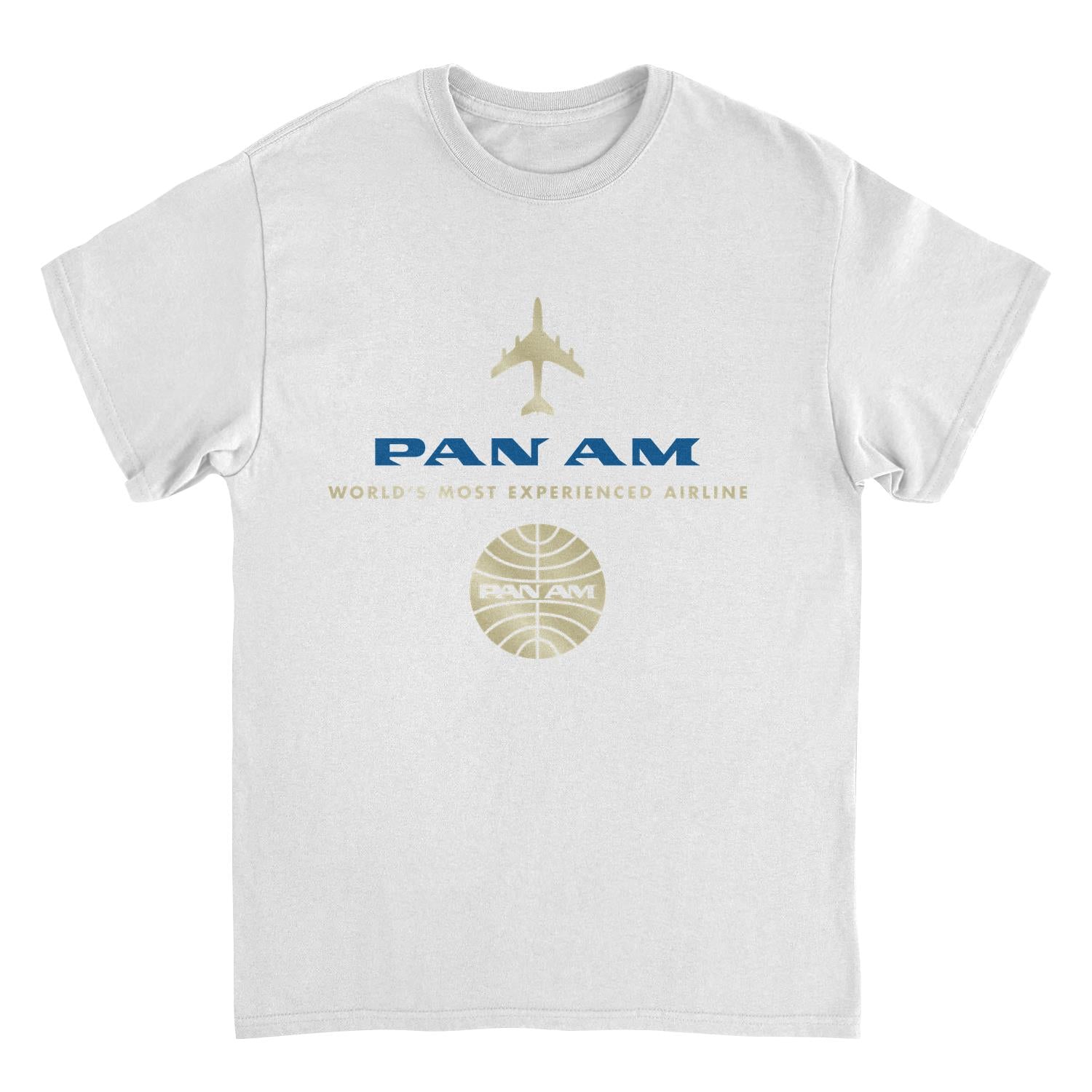 Pan Am Worlds Most Experienced Airline Gold White T-Shirt