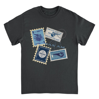 Pan Am Postage Stamps Montage Black T-Shirt