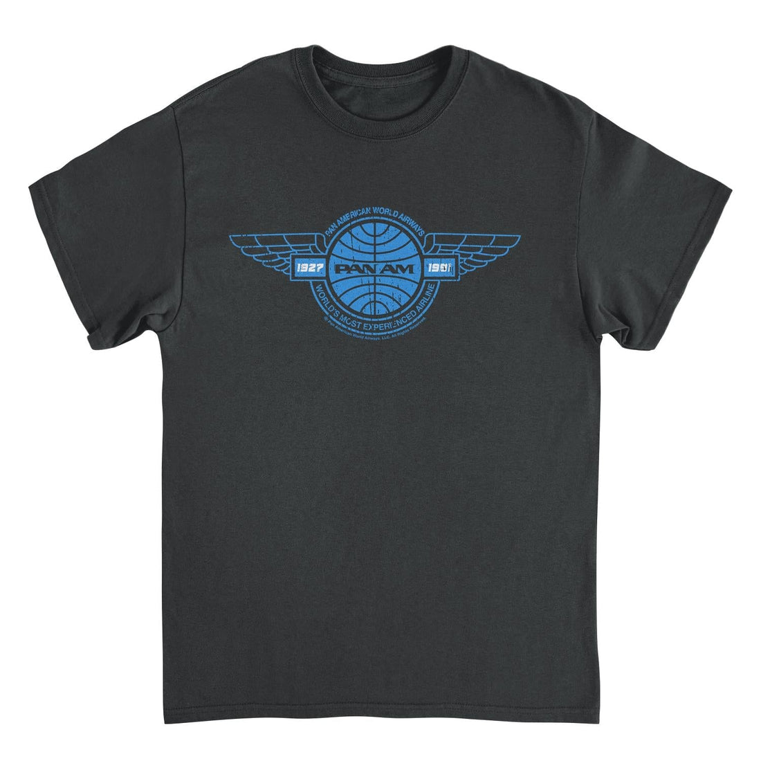 Pan Am Retro Blue Wings Logo 1927 1991 Black T-Shirt