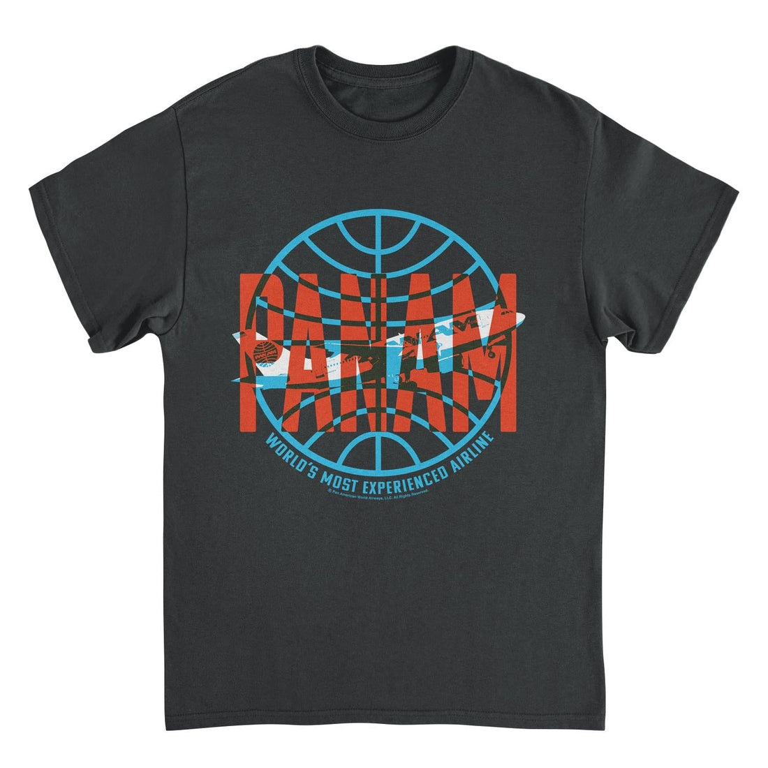 Pan Am Red Text Worlds Most Experienced Airline Black T-Shirt