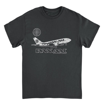 Pan Am Plane Take Off Distressed Black T-Shirt