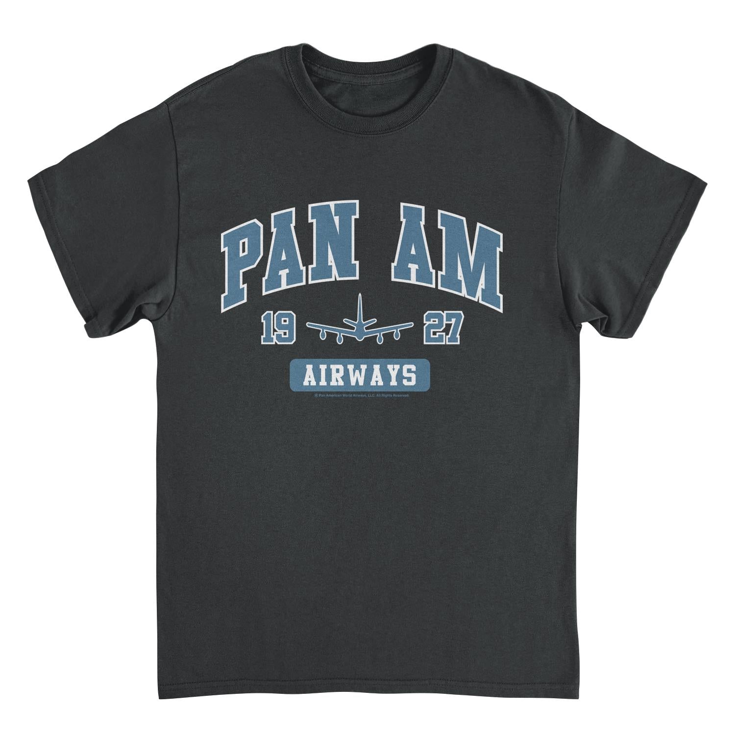 Pan Am Airways 1927 College Sports Text Black T-Shirt
