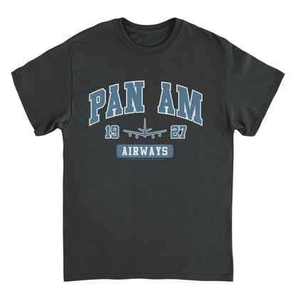 Pan Am Airways 1927 College Sports Text Black T-Shirt