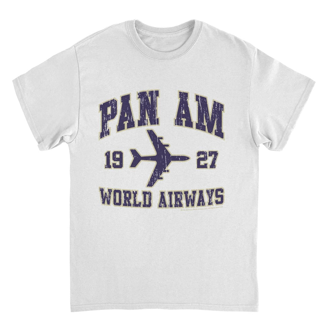 Pan Am World Airways Varsity Sports Text Distress White T-Shirt
