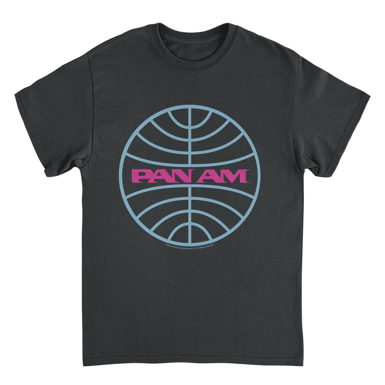 Pan Am Meatball Logo Pale Blue and Lavender Black T-Shirt