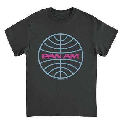 Pan Am Meatball Logo Pale Blue and Lavender Black T-Shirt