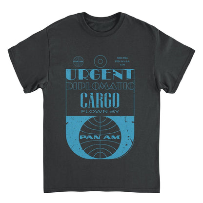 Pan Am Urgent Diplomatic Cargo Tag Black T-Shirt